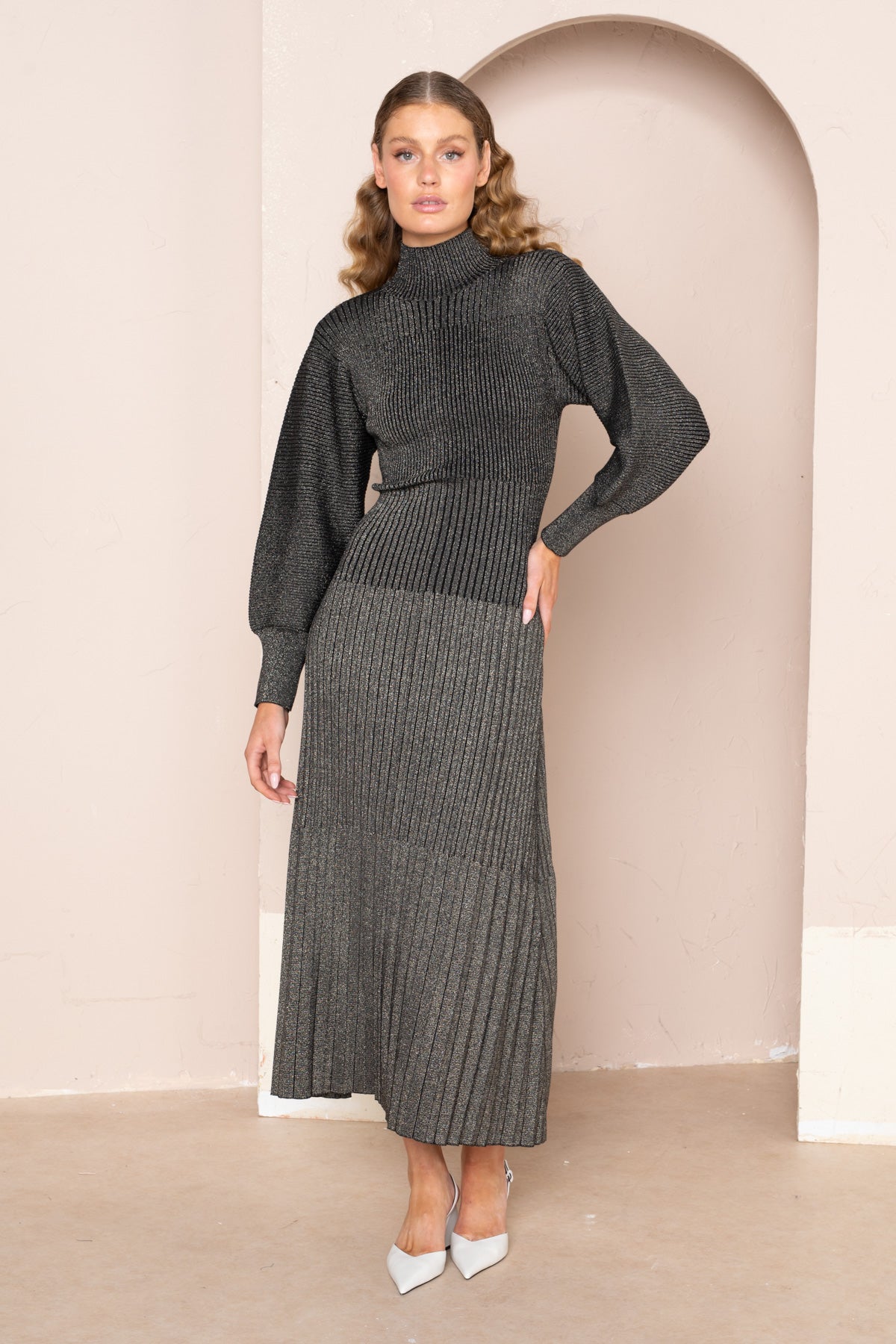 Metallic knit dress best sale