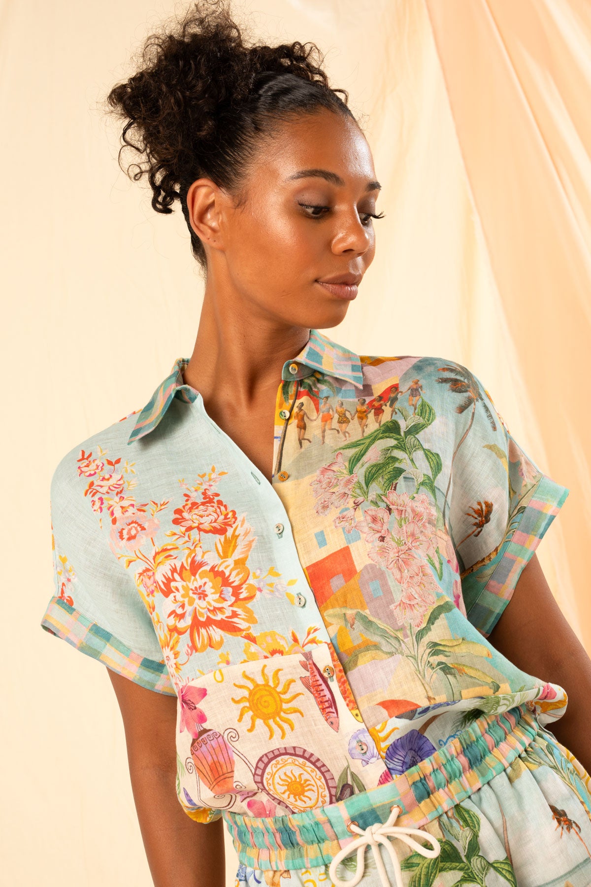 Women's Button Down Shirt in Multicolour