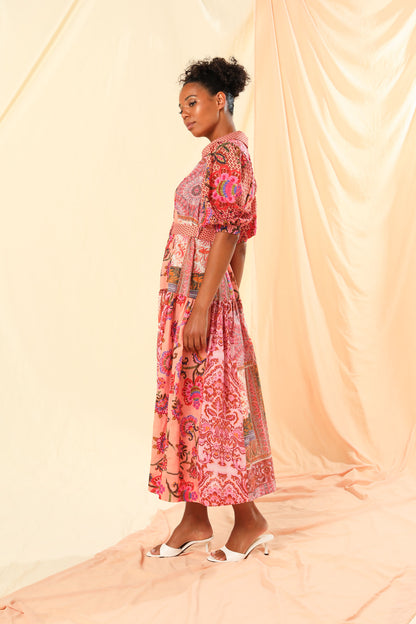 Women's Maxi Shirt Dress in Multicolour