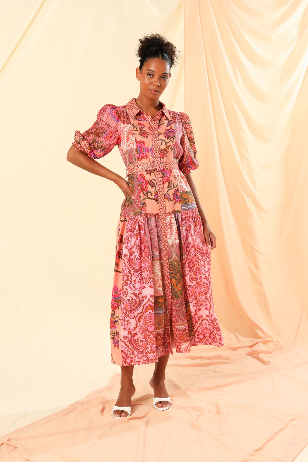 Women's Maxi Shirt Dress in Multicolour