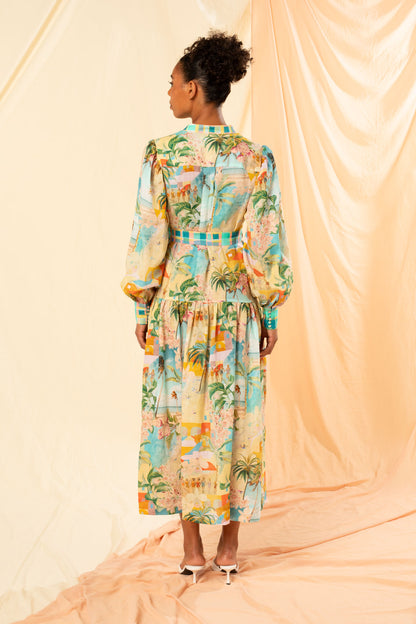 Women's Maxi Shirt Dress in Multicolour