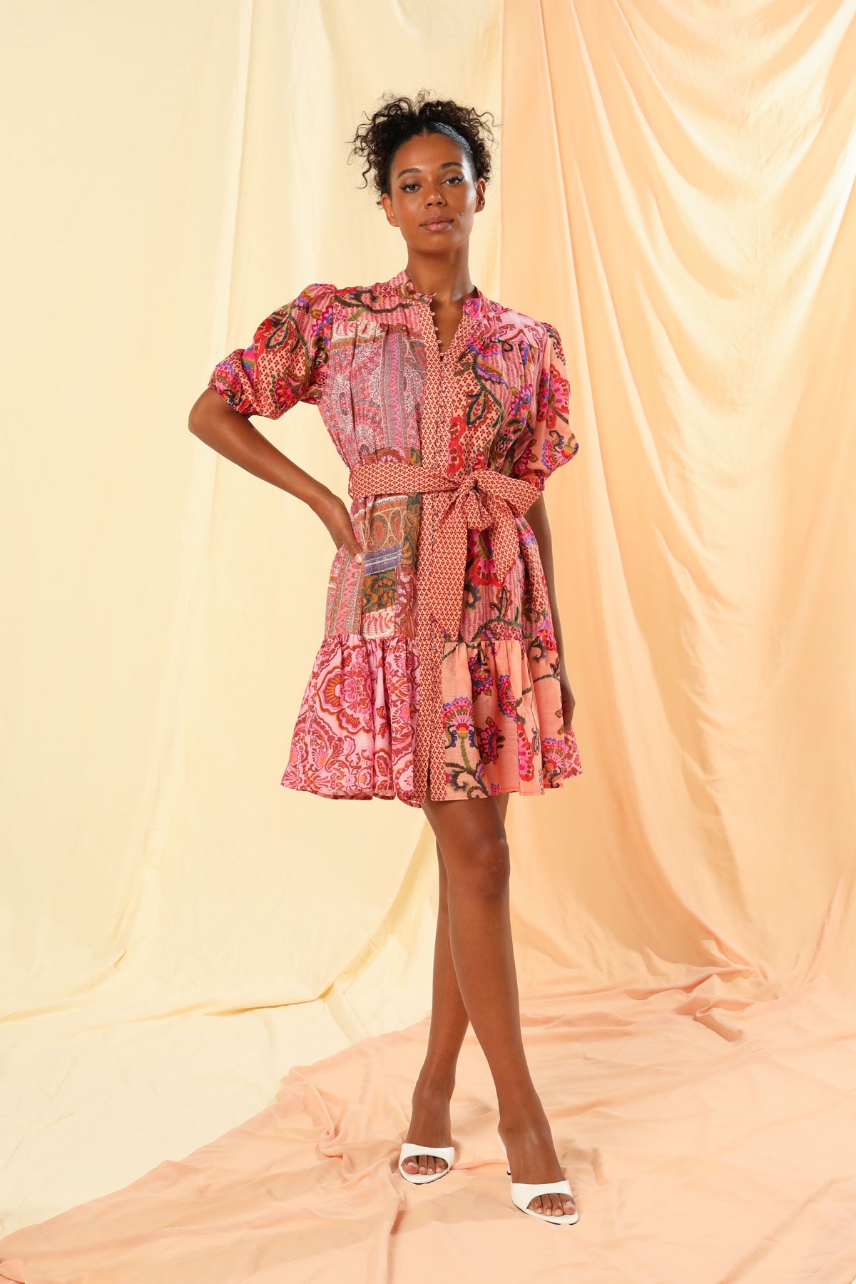 Women's Mini Shirt Dress in Multicolour