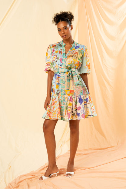 Women's Mini Shirt Dress in Multicolour