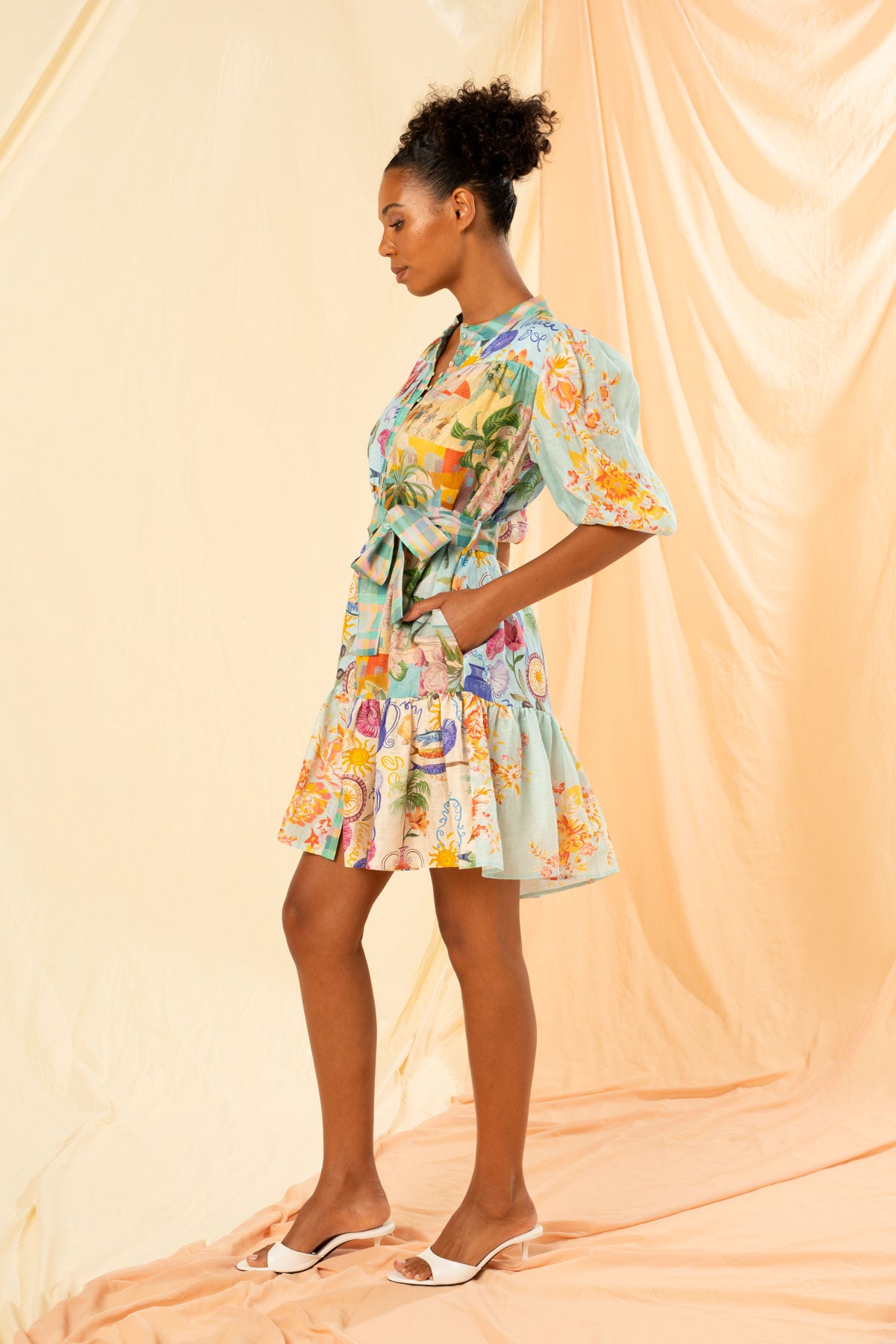 Women's Mini Shirt Dress in Multicolour