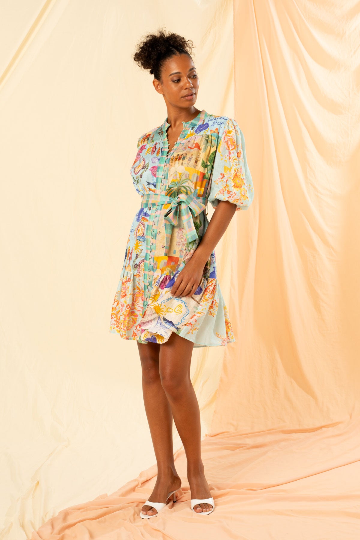 Women's Mini Shirt Dress in Multicolour