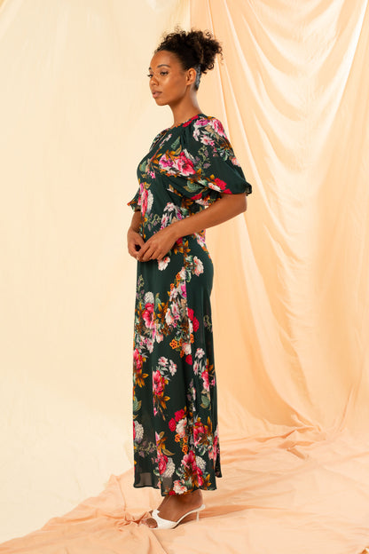 Women's Puff Sleeve Maxi Dress in Whimsical