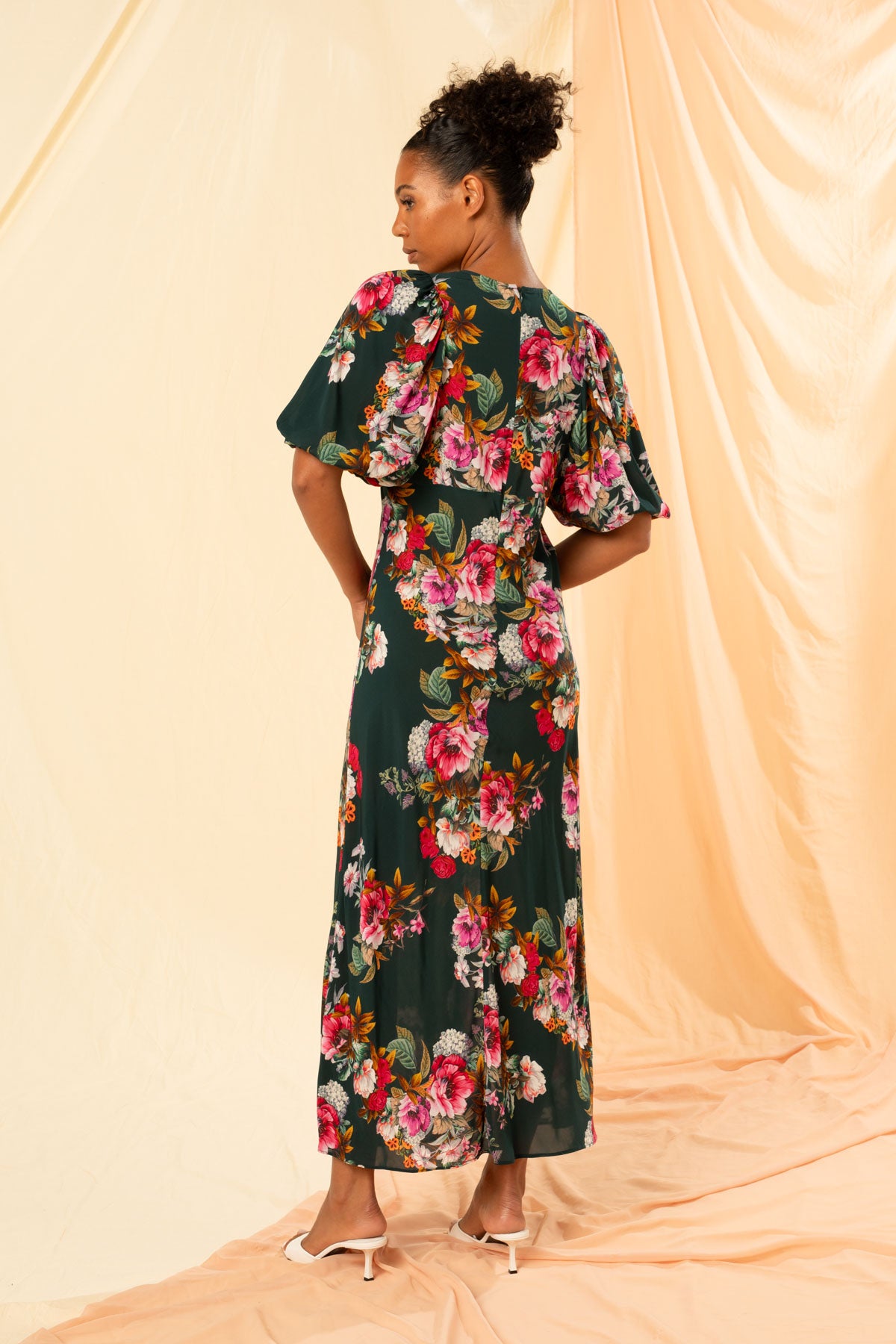 Women's Puff Sleeve Maxi Dress in Whimsical