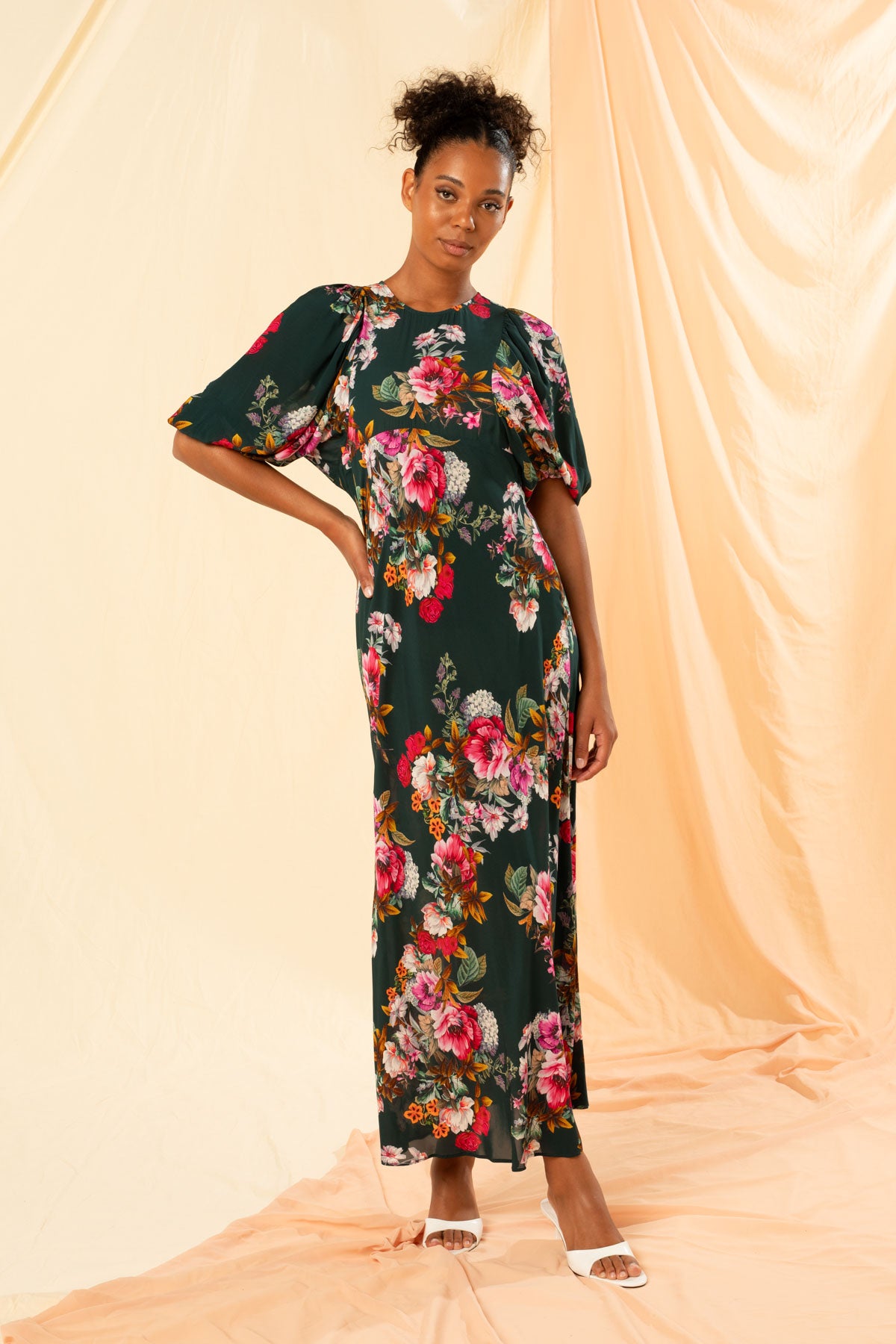 Women s Puff Sleeve Maxi Dress in Whimsical Carolina