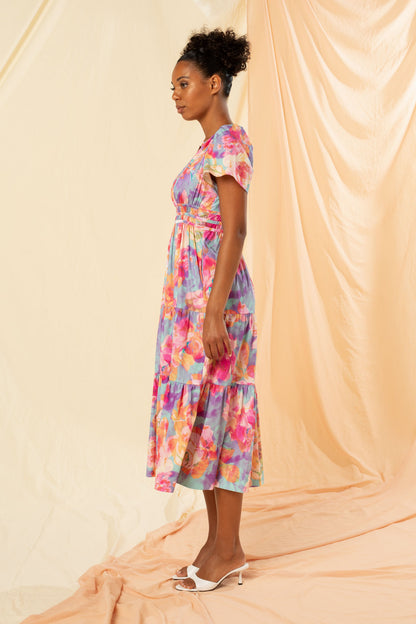 Women's Tiered Midi Dress in Amore