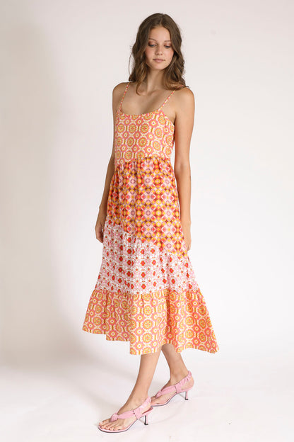 Gina Spliced Print Sun Dress